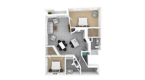 2 Bed 2 Bath, 1,507 sq ft, Wisteria Floorplan at The Whit in Indianapolis, IN 46204